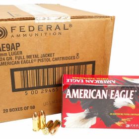 9mm 9x19 Ammo 124gr FMJ Federal American Eagle for sale