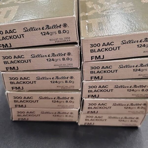 Sellier & Bellot 300 Blackout 124 Grain Full Metal Jacket for sale